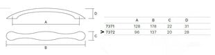 Ручка 7372-800, 96мм, хромированная, матовая, 4 шт. цена и информация | ESTAMP Мебель и домашний интерьер | pigu.lt