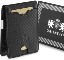 Natūralios odos piniginė vyrams Zagatto Carbon SLIM RFID Secure kaina ir informacija | Vyriškos piniginės, kortelių dėklai | pigu.lt