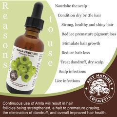 Ajurvedinis aliejus plaukams Amla Best Natures Cosmetic, 60 ml kaina ir informacija | Priemonės plaukų stiprinimui | pigu.lt