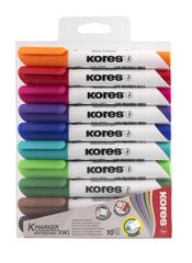 Комплект маркеров для доски KORES K-Marker WB, 3мм, 10 цветов цена и информация | Принадлежности для рисования, лепки | pigu.lt