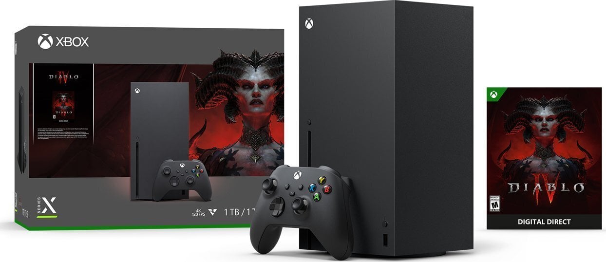 Microsoft Xbox Series X 1 TB + Diablo IV цена и информация | Žaidimų konsolės | pigu.lt