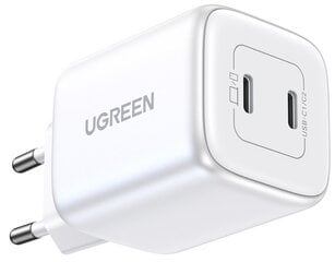 Сетевая зарядка Ugreen CD294 Nexode GaN 2xUSB-C 45Вт, белая цена и информация | Зарядные устройства для телефонов | pigu.lt