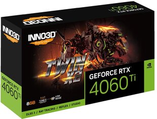 Inno3D GeForce RTX 4060 Ti Twin X2 (N406T2-08D6-171153N) kaina ir informacija | Vaizdo plokštės (GPU) | pigu.lt
