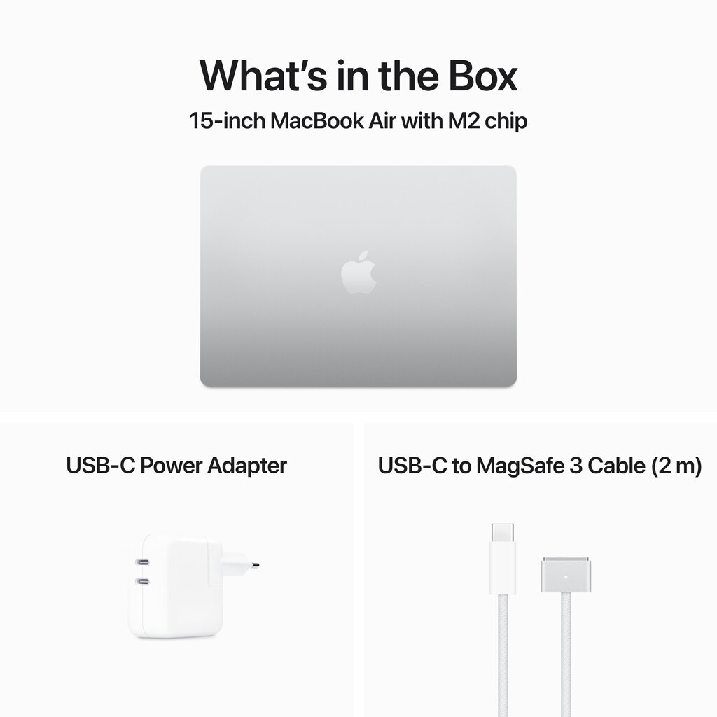 Macbook Air 15” Apple M2 8C CPU, 10C GPU/8GB/256GB SSD/Silver/INT - MQKR3ZE/A kaina ir informacija | Nešiojami kompiuteriai | pigu.lt