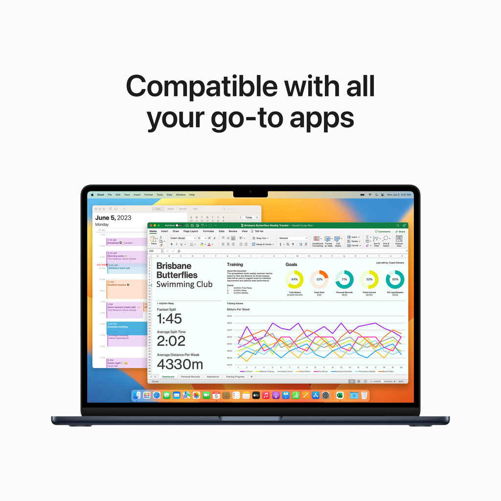 Macbook Air 15” Apple M2 8C CPU, 10C GPU/8GB/256GB SSD/Midnight/INT - MQKW3ZE/A kaina ir informacija | Nešiojami kompiuteriai | pigu.lt