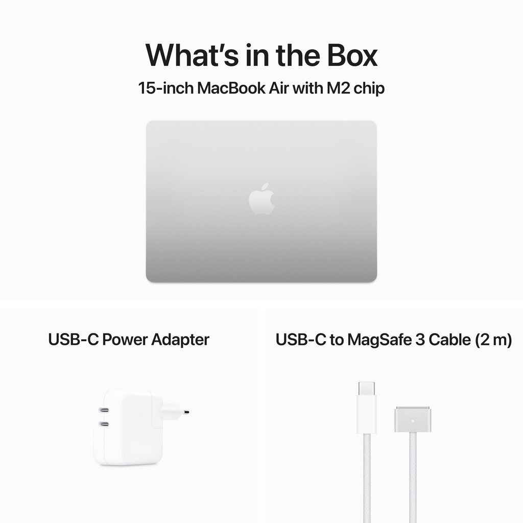 Macbook Air 15” Apple M2 8C CPU, 10C GPU/8GB/512GB SSD/Silver/RUS - MQKT3RU/A цена и информация | Nešiojami kompiuteriai | pigu.lt