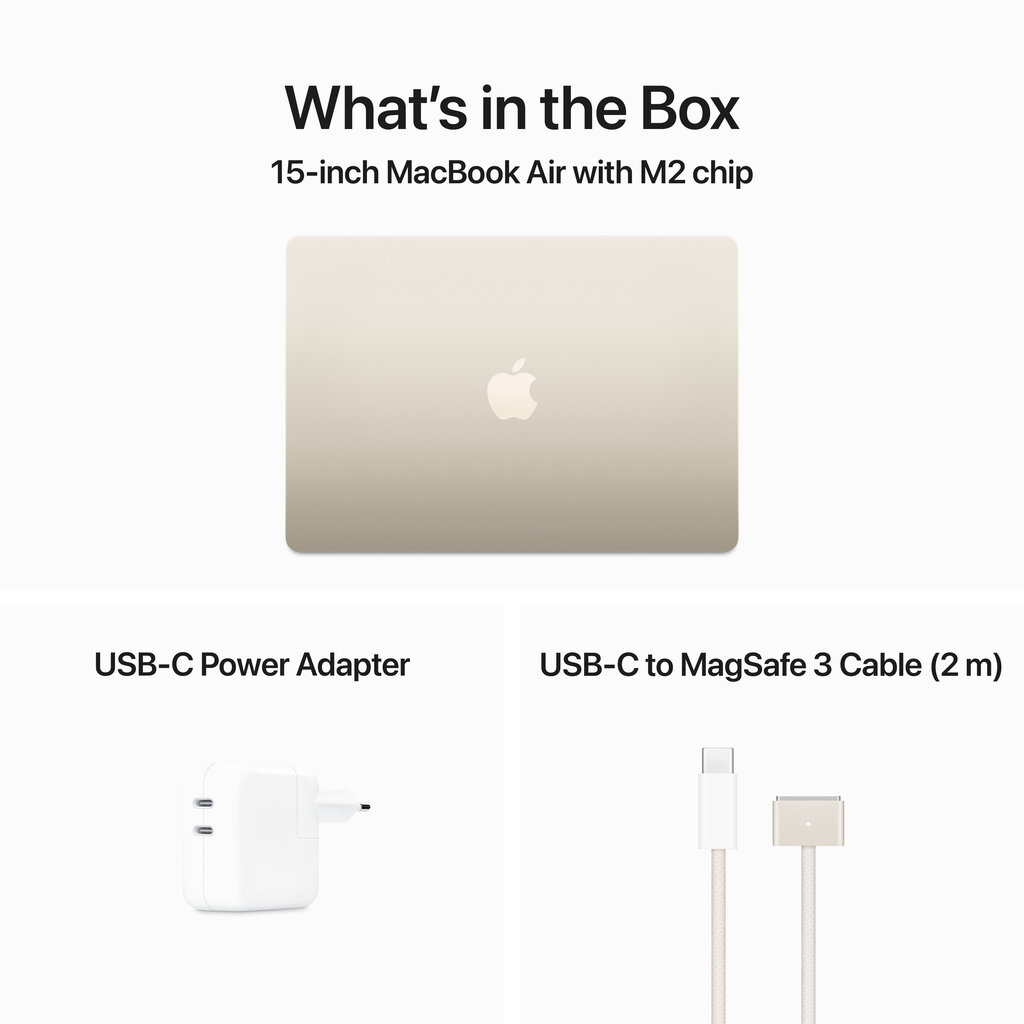 Macbook Air 15” Apple M2 8C CPU, 10C GPU/8GB/512GB SSD/Starlight/RUS - MQKV3RU/A цена и информация | Nešiojami kompiuteriai | pigu.lt