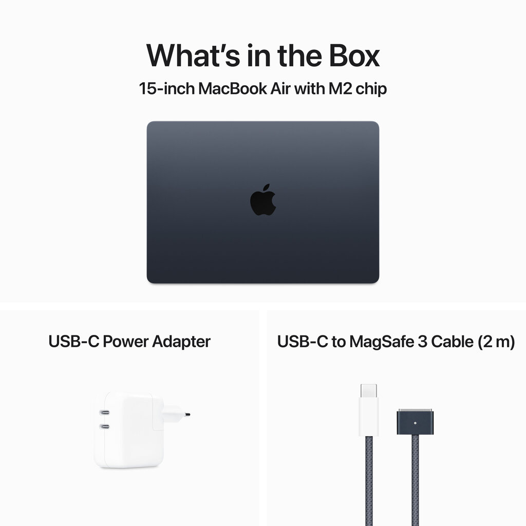 Macbook Air 15” Apple M2 8C CPU, 10C GPU/8GB/512GB SSD/Midnight/INT - MQKX3ZE/A kaina ir informacija | Nešiojami kompiuteriai | pigu.lt