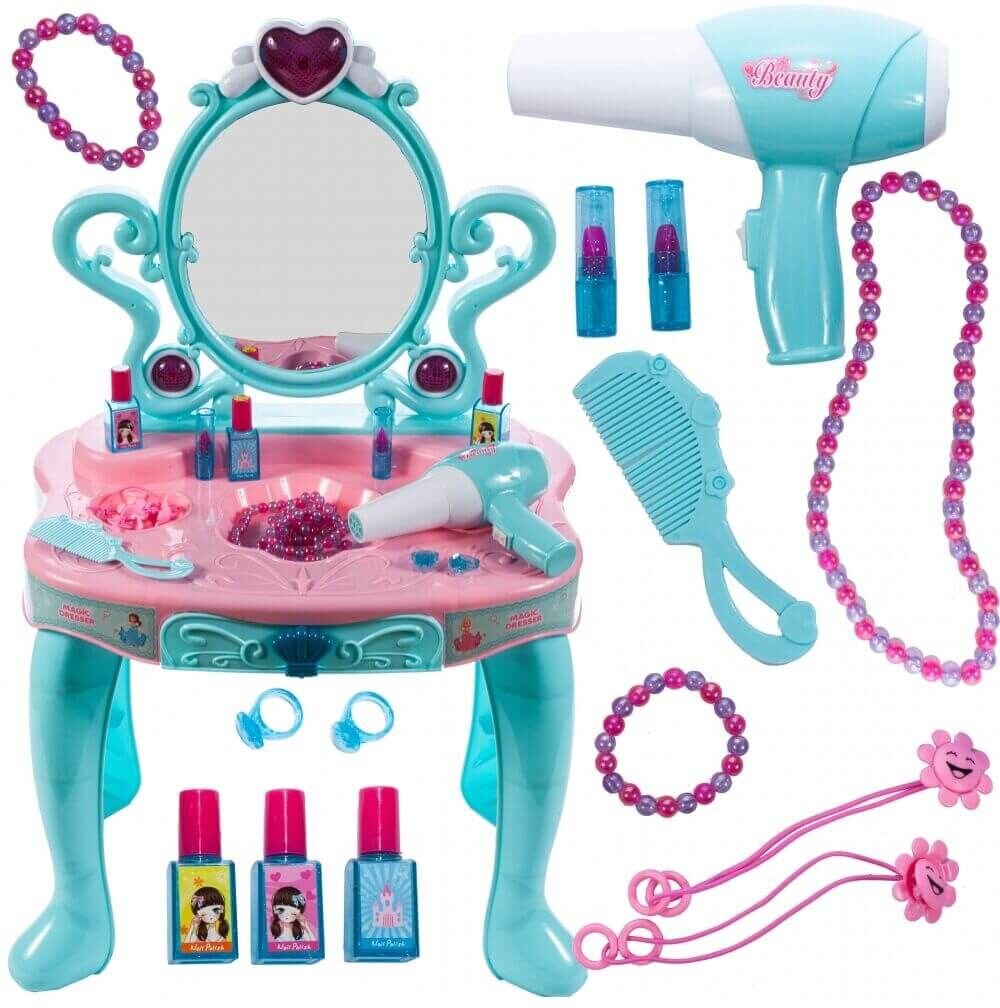 Vaikiškas tualetinis staliukas su džiovintuvu ir priedais MalPlay цена и информация | Žaislai mergaitėms | pigu.lt