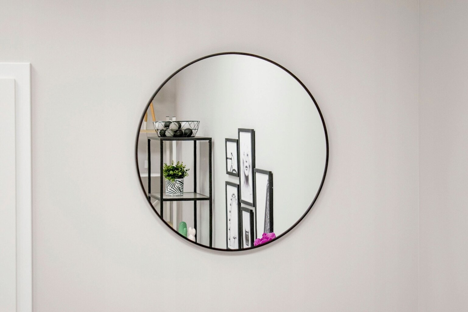 Sieninis veidrodis, 80 cm, juodas kaina ir informacija | Veidrodžiai | pigu.lt