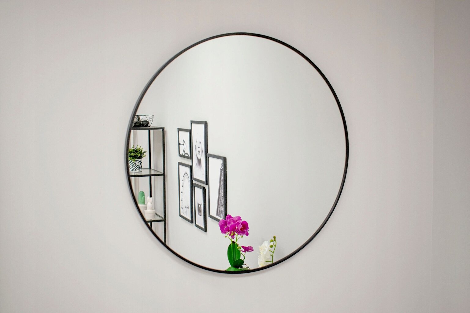 Sieninis veidrodis, 70 cm, juodas kaina ir informacija | Veidrodžiai | pigu.lt