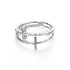 Moiss prabangus dvigubas sidabrinis žiedas su kryželiais R00020 kaina ir informacija | Žiedai | pigu.lt