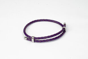 Браслет из натуральной кожи и нержавеющей стали | фиолетовый | Loemi цена и информация | Женские браслеты | pigu.lt