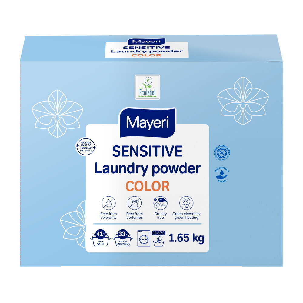 Mayeri Sensitive Color skalbimo milteliai, 1.65kg kaina ir informacija | Skalbimo priemonės | pigu.lt