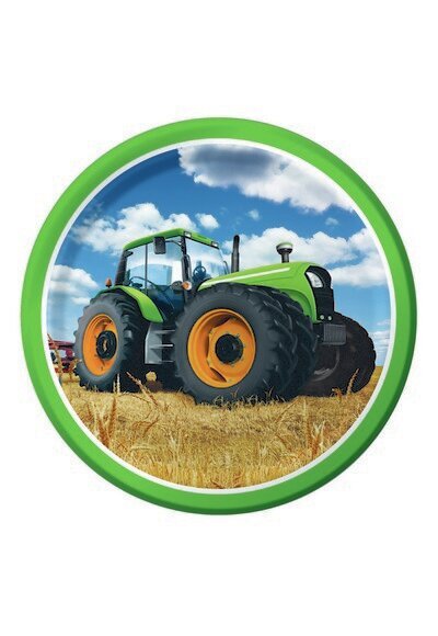 Vienkartiniai indai su traktoriumi, 64 vnt. цена и информация | Vienkartiniai indai šventėms | pigu.lt