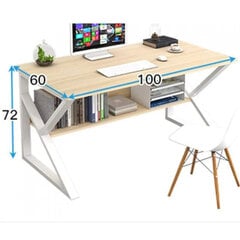Kompiuterio stalas su lentyna eCarla, 100x60cm, rudas kaina ir informacija | Kompiuteriniai, rašomieji stalai | pigu.lt