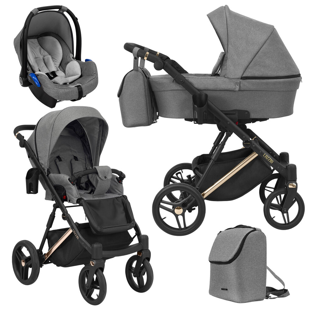 Universalus vežimėlis Lazzio Premium Kunert 3in1 grey kaina ir informacija | Vežimėliai | pigu.lt