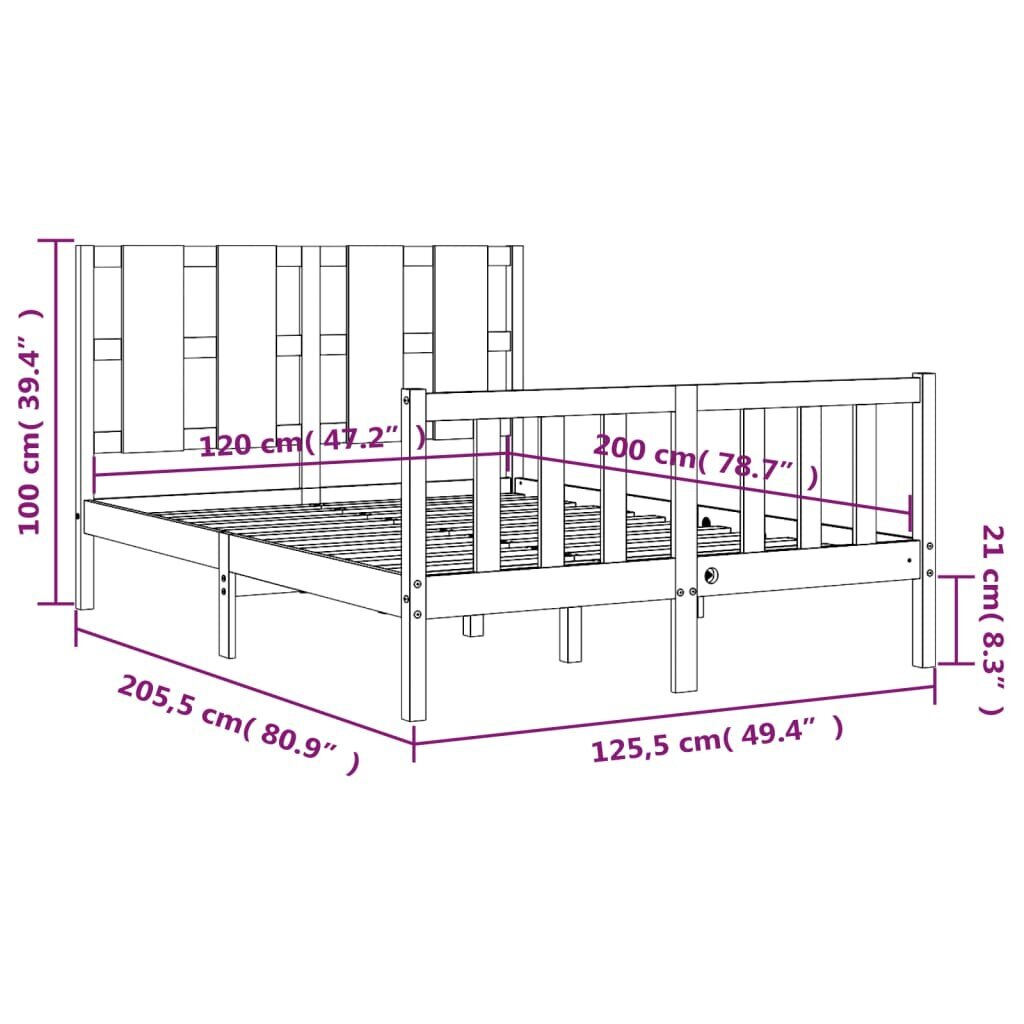 Lovos rėmas vidaXL, 120x200 cm, juodas kaina ir informacija | Lovos | pigu.lt