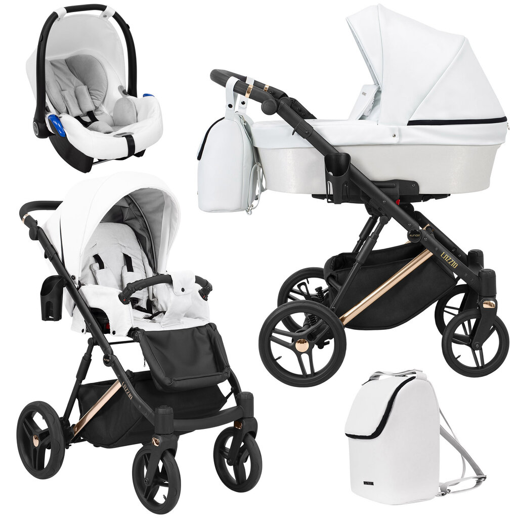 Universalus vežimėlis Lazzio Premium Kunert 3in1 White Eco kaina ir informacija | Vežimėliai | pigu.lt