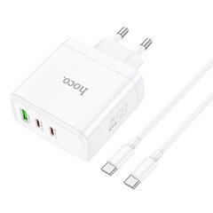 Сетевая зарядка Hoco N30 PD65W 2xType-C/1xUSB-A + Type-C, 1.0 м, белая цена и информация | Зарядные устройства для телефонов | pigu.lt