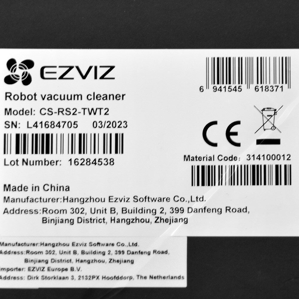 Ezviz CS-RS2-TWT2 kaina ir informacija | Dulkių siurbliai-robotai | pigu.lt