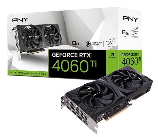 PNY GeForce RTX 4060 Ti Verto Dual Fan DLSS 3 (VCG4060T8DFXPB1) цена и информация | Vaizdo plokštės (GPU) | pigu.lt