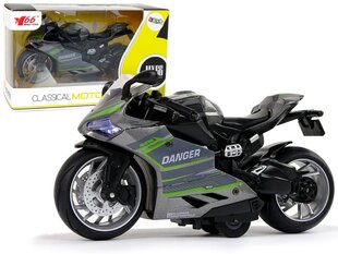 Sportinis motociklas su garso ir šviesos efektais, 1:12, pilkas/žalias цена и информация | Игрушки для мальчиков | pigu.lt