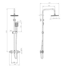 Deante dušo sistema su termostatiniu maišytuvu NAC_D4HT, Titanium kaina ir informacija | Dušo komplektai ir panelės | pigu.lt