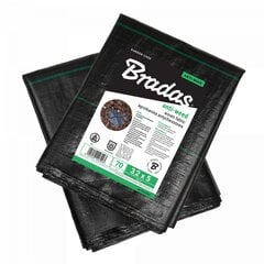 Agroplėvelė nuo piktžolių Bradas, 70 g/m², 1.1 x 10 m, juoda цена и информация | Садовые инструменты | pigu.lt