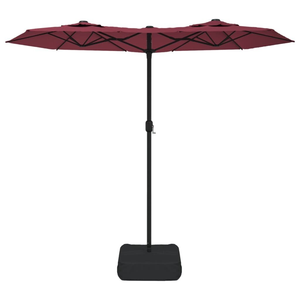 Dvigubas skėtis nuo saulės su LED vidaXL, raudonas kaina ir informacija | Skėčiai, markizės, stovai | pigu.lt