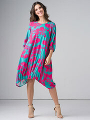 Aсимметричное платье свободного кроя Lega SK152, зеленый/фуксия цена и информация | Платья | pigu.lt