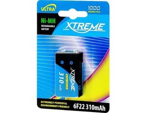 Xtreme rechargeable элементы 9V 310mAh 6F22 цена и информация | Аккумуляторы для фотоаппаратов | pigu.lt