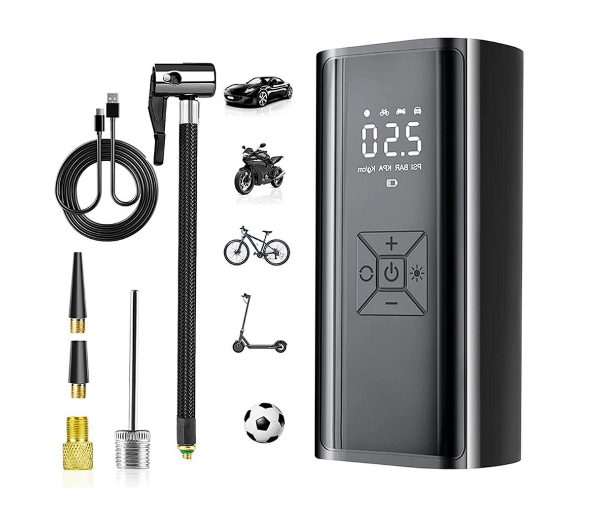 Elektrinė pompa dviračiams Bedde, juoda kaina ir informacija | Pompos dviračiams | pigu.lt