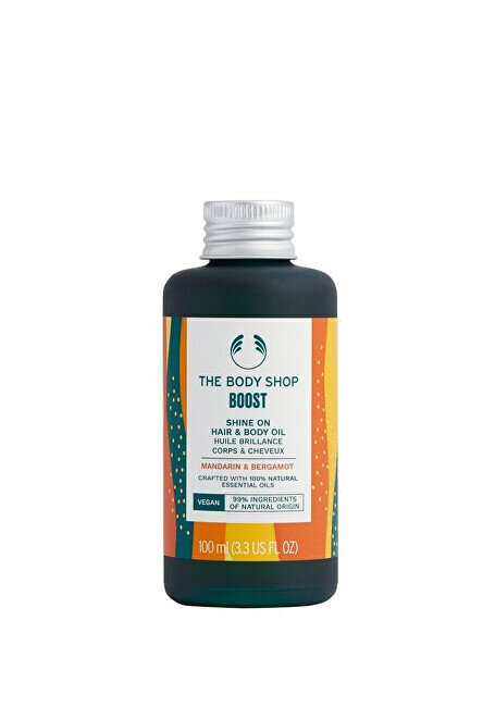 Plaukų ir kūno aliejus The BodyShop Boost Mandarin & Bergamot Shine On Hair & Body Oil, 100 ml kaina ir informacija | Kūno kremai, losjonai | pigu.lt
