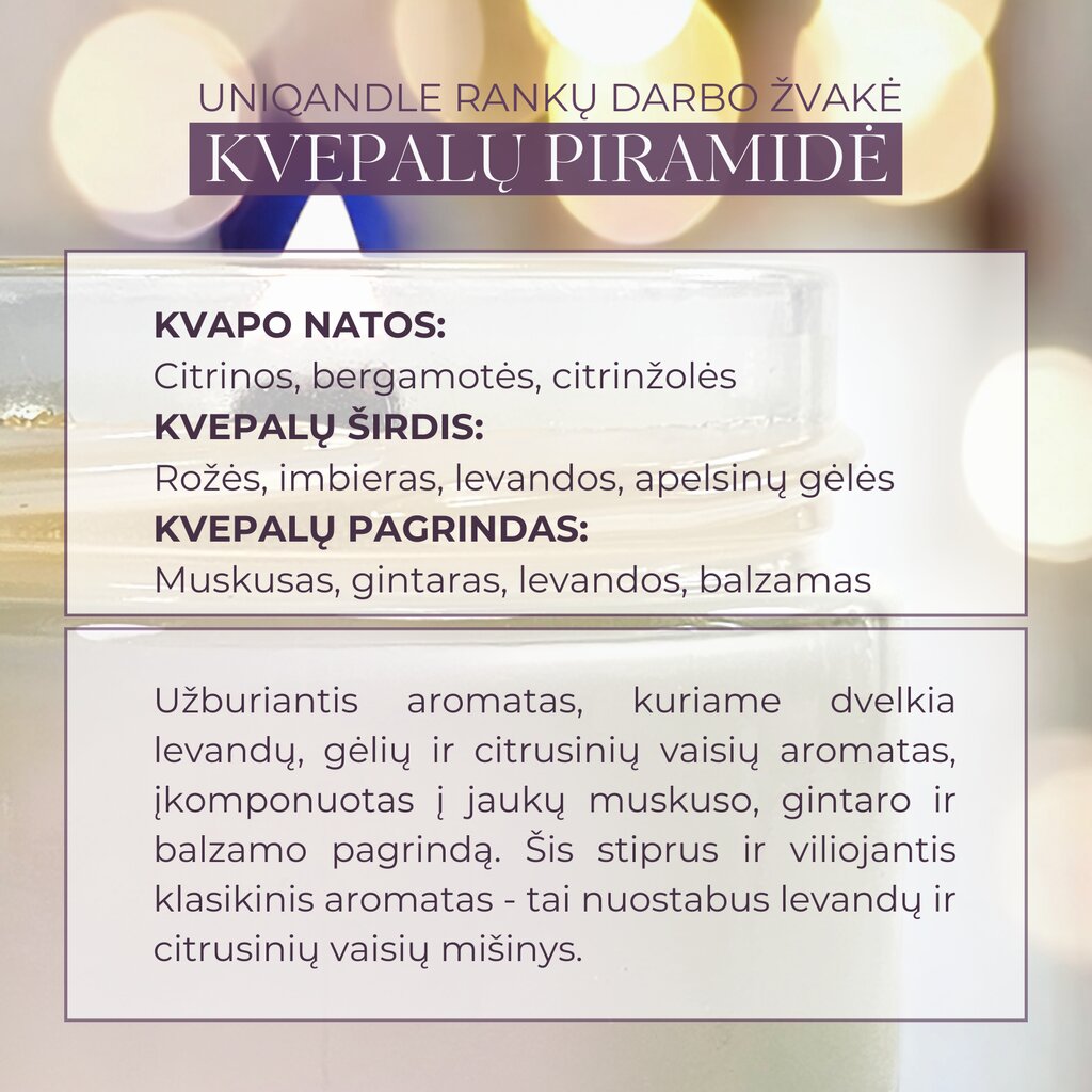 UniQandle sojos vaško žvakė Levanda ir Citrinžolė kaina ir informacija | Žvakės, Žvakidės | pigu.lt