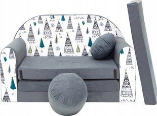 Vaikiška sofa Welox AJ3, šviesiai pilka/balta kaina ir informacija | Vaikiški sėdmaišiai, foteliai, pufai | pigu.lt