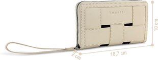 Женский плетеный кожаный кошелек Bugatti Lia RFID Wallet, бежевый L цена и информация | Женские кошельки, держатели для карточек | pigu.lt