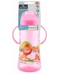 Buteliukas su rankenomis Lorelli pink/rožinis, 9+ mėn, 330 ml kaina ir informacija | Buteliukai kūdikiams ir jų priedai | pigu.lt
