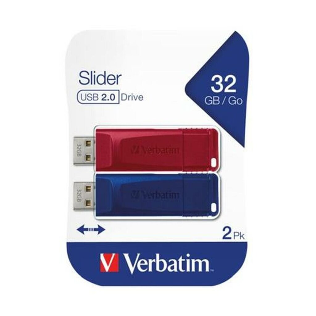 Verbatim Slider 2 USB stick 49327 kaina ir informacija | USB laikmenos | pigu.lt