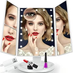 Косметическое зеркало с LED подсветкой для макияжа Verk Group, белое цена и информация | Косметички, косметические зеркала | pigu.lt