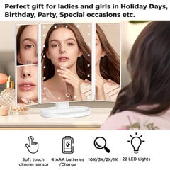 Косметическое зеркало с LED подсветкой для макияжа Verk Group, белое цена и информация | Косметички, косметические зеркала | pigu.lt