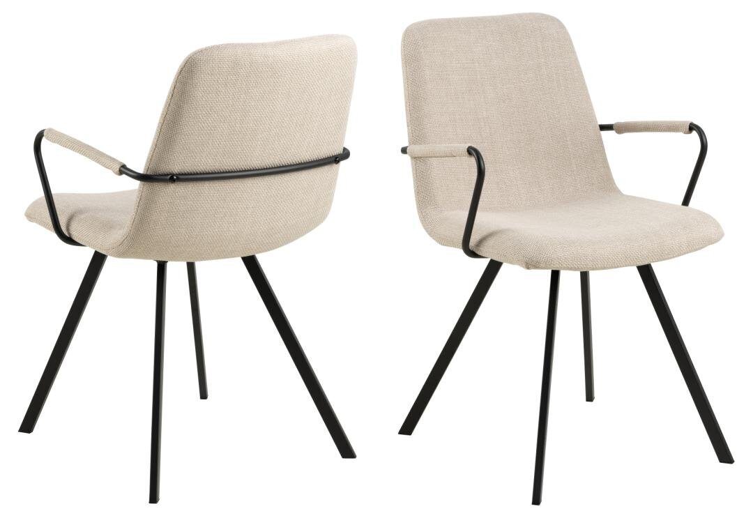 2-jų kėdžių komplektas Actona Selina, smėlinis kaina ir informacija | Virtuvės ir valgomojo kėdės | pigu.lt