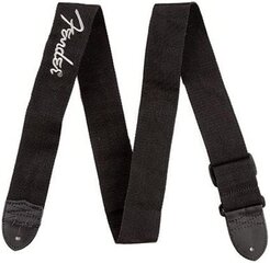 Gitaros diržas Fender white logo poly strap, juodas kaina ir informacija | Priedai muzikos instrumentams | pigu.lt