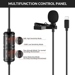 Yotto Mobile Phone Microfhone Lavalier Microfection Microfection Micropection Microphane Micnierectional Condenser Mic Clip на мини -микрофон с 6,5 -метровой длиной кабеля для iPhone iPad цена и информация | Микрофоны | pigu.lt