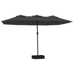 Dvigubas skėtis nuo saulės su LED vidaXL, pilkas kaina ir informacija | Skėčiai, markizės, stovai | pigu.lt