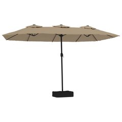 Dvigubas skėtis nuo saulės su LED vidaXL, rudas цена и информация | Зонты, маркизы, стойки | pigu.lt