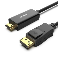 Benfei Displayport на кабеле HDMI, 1,83 м DisplayPort (DP) на кабеле HDMI, совместимый с Lenovo, Dell, HP, ASU и другими брендами цена и информация | Кабели и провода | pigu.lt