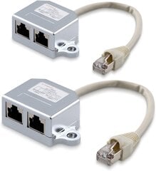 „KWMOBILE 2X“ tinklo kabelio skirstytuvo jungties drausmininkas - tinklo LAN ryšio platintojas - T -Adapter LAN Cable - RJ45 jungtis 2x RJ45 Ethernet kaina ir informacija | Adapteriai, USB šakotuvai | pigu.lt