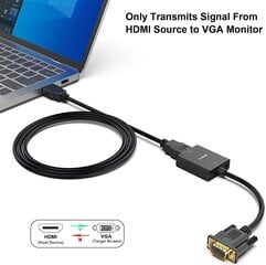 Benfei HDMI-ON-VGA Адаптер (самка на мужчине) с 3,5-мм разъемом, совместимым с телевизионной палочкой, компьютером, настольным компьютером, ноутбуком, ПК, монитором, проектором, малиновой пи, Roku, Xbox и т. Д., Black цена и информация | Адаптеры, USB-разветвители | pigu.lt