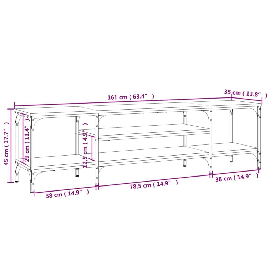 Televizoriaus spintelė, ruda, 161x35x45cm, mediena ir geležis kaina ir informacija | TV staliukai | pigu.lt